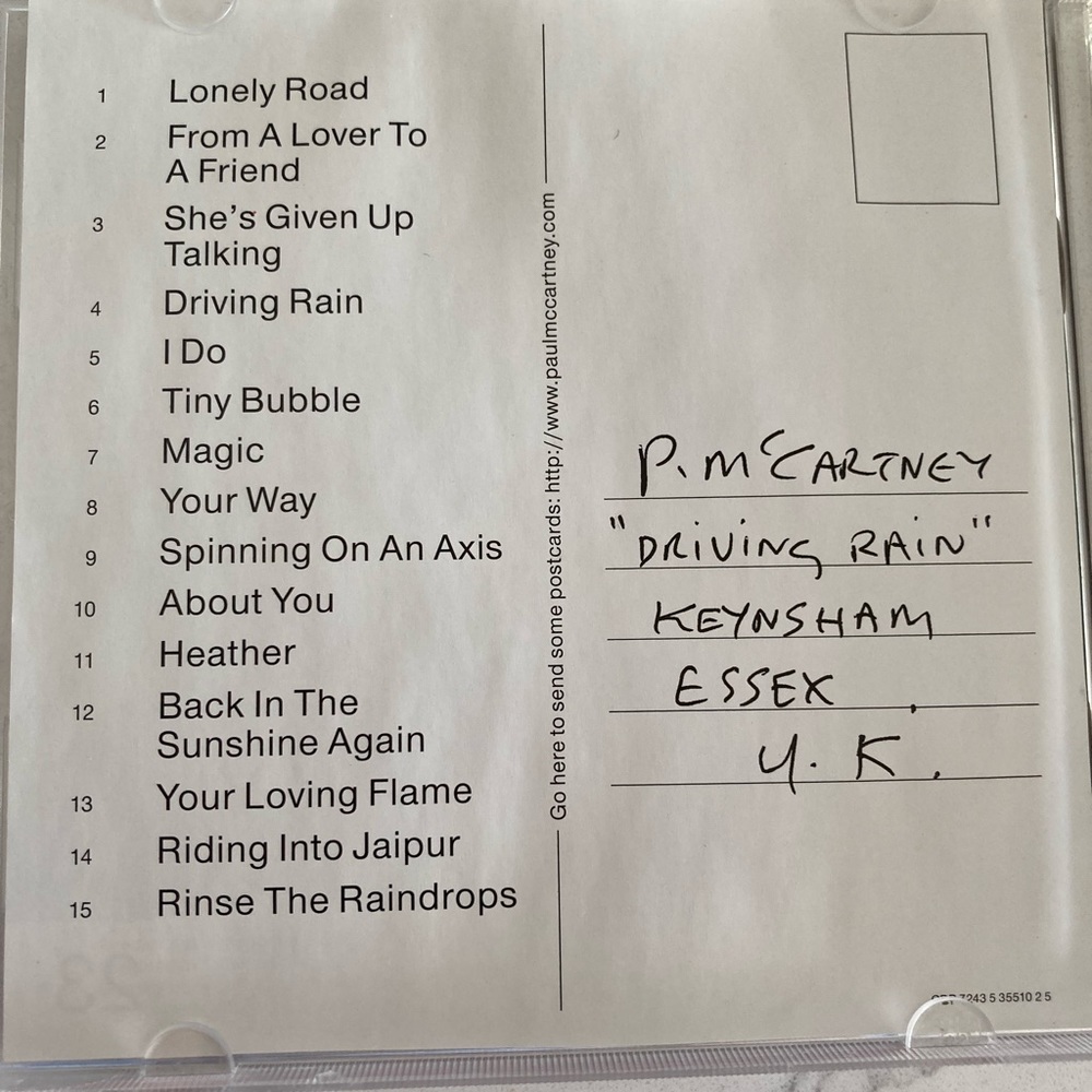 Paul McCartney CD -Driving Rain